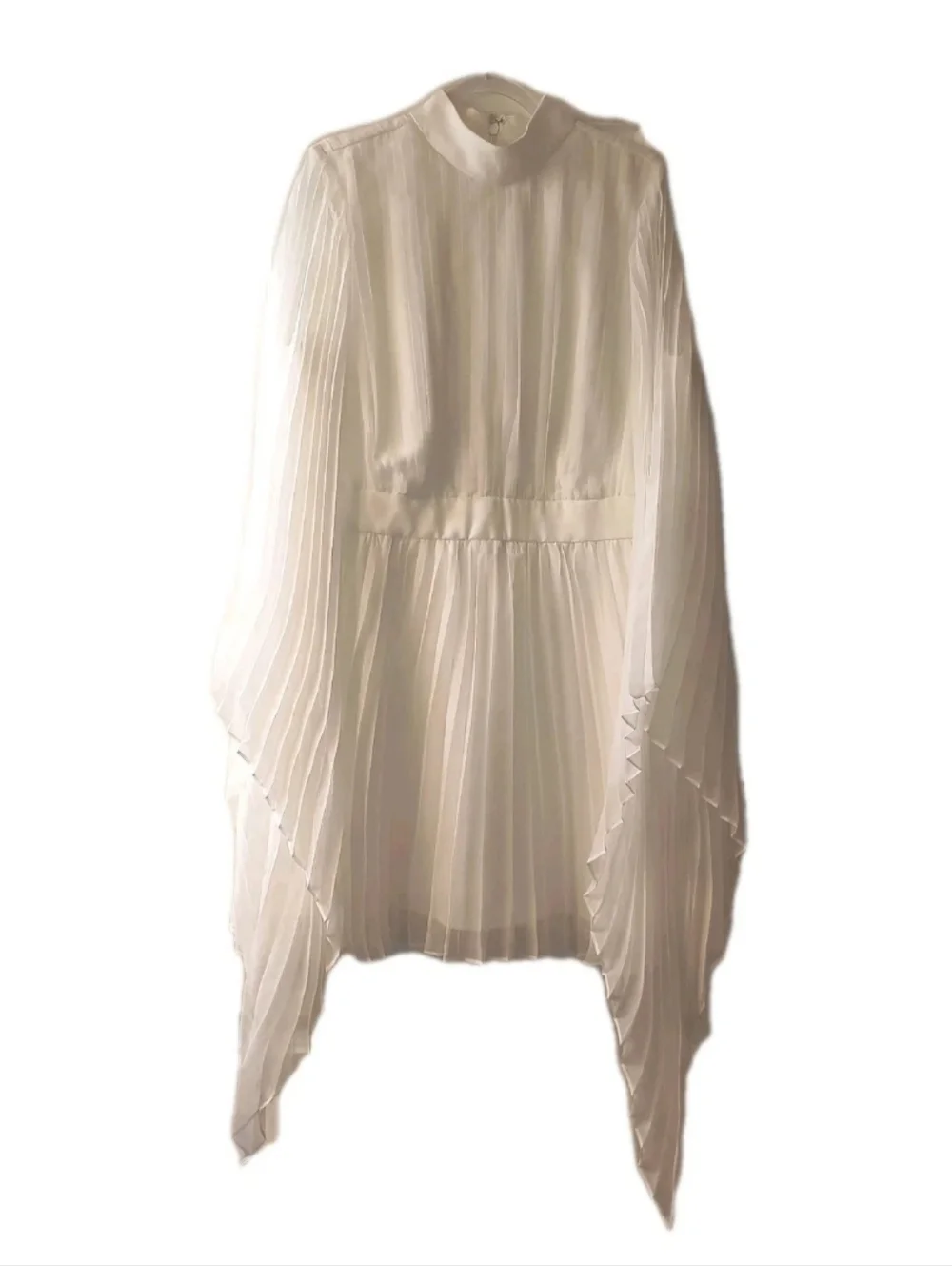NWOT Bridal by ELOQUII White Pleated Mini Dress 16 Cape Sleeve Shower Party - Picture 2 of 9